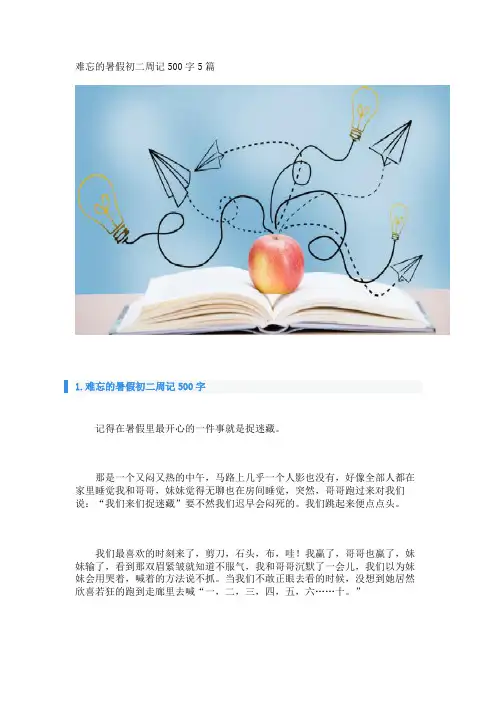 难忘的暑假初二周记500字5篇