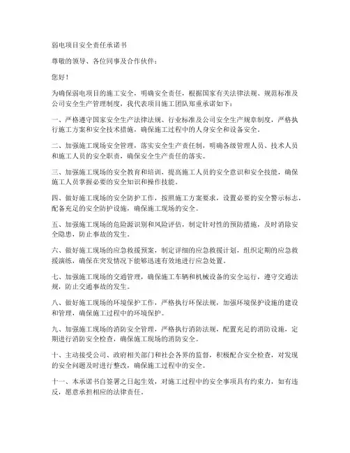 弱电项目安全责任承诺书