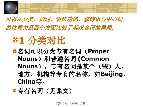 英汉名词动词对比对比课件