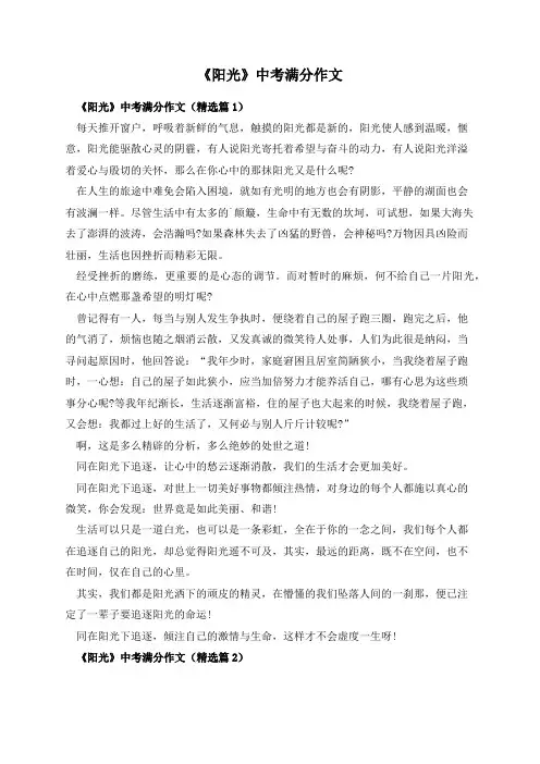 《阳光》中考满分作文