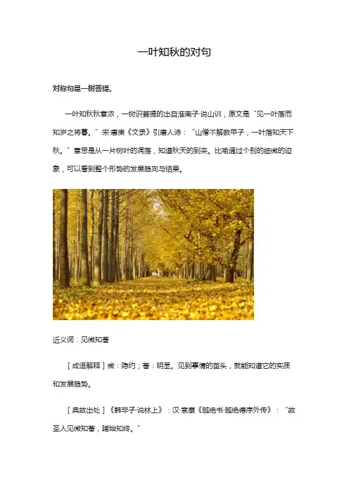 一叶知秋的对句