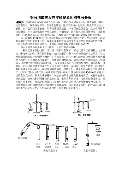 铜与浓硫酸反应实验现象的探究与分析