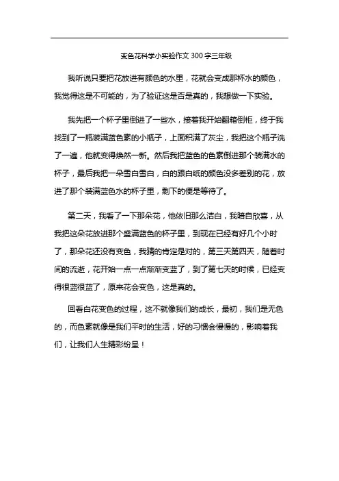 变色花科学小实验作文300字三年级