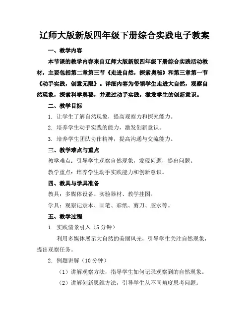 辽师大版新版四年级下册综合实践电子教案