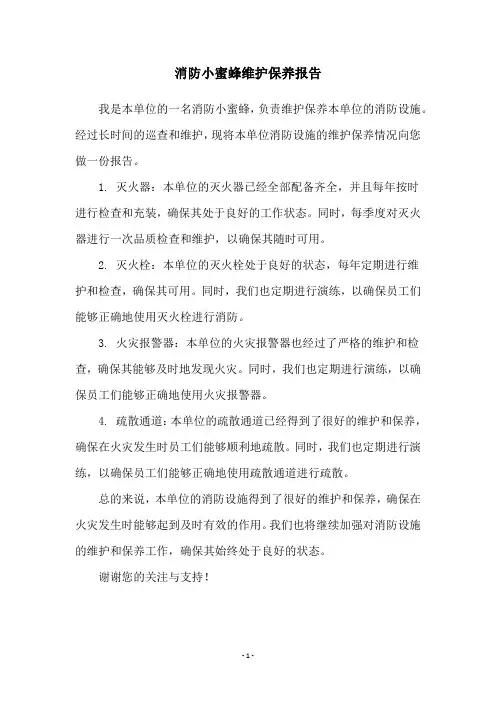 消防小蜜蜂维护保养报告
