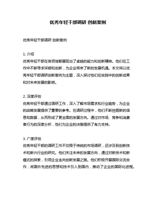 优秀年轻干部调研 创新案例