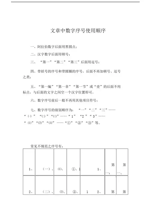 公文中数字序使用顺序.doc