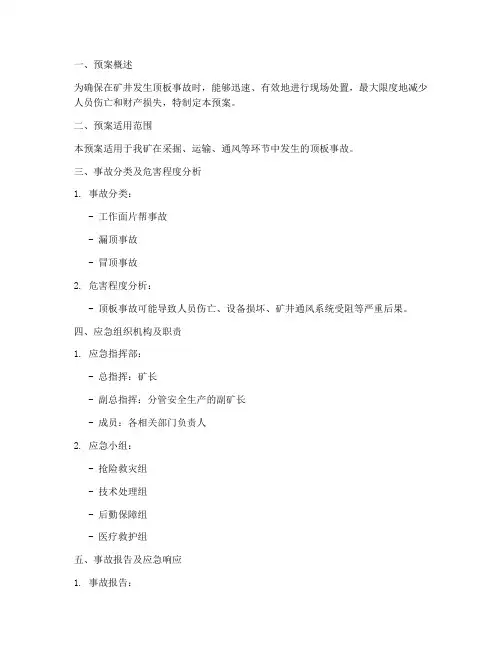 发生顶板事故现场处置预案