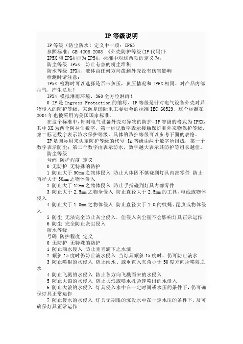 IP防护等级说明