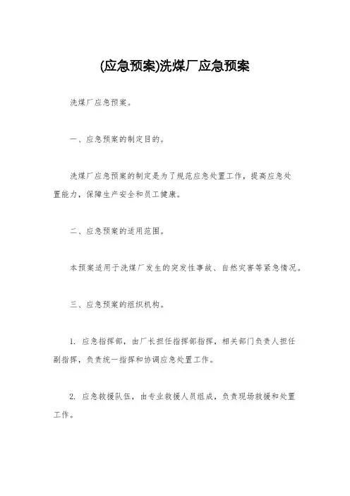 (应急预案)洗煤厂应急预案