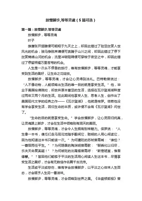 放慢脚步,等等灵魂（5篇可选）