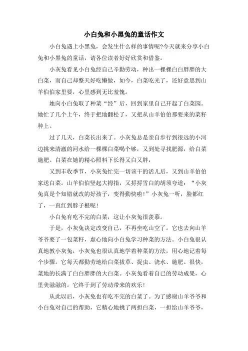 小白兔和小黑兔的童话作文