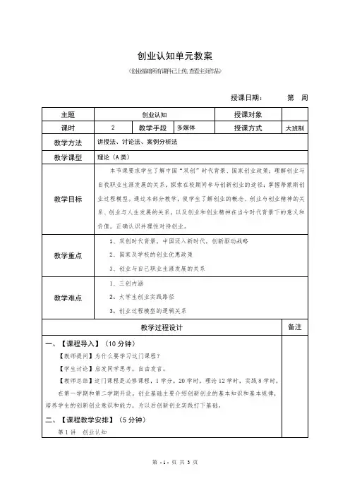 第一讲  创业认知
