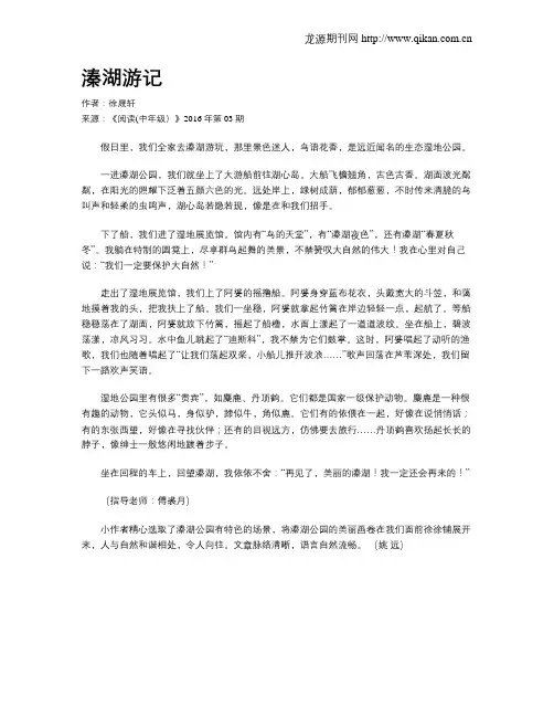 溱湖游记