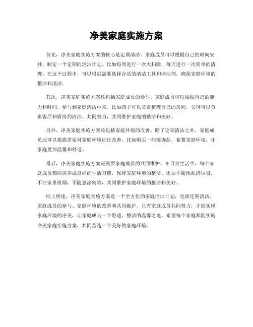 净美家庭实施方案