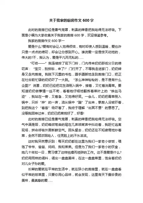 关于我家的厨房作文600字