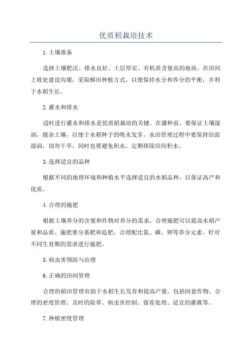 优质稻栽培技术