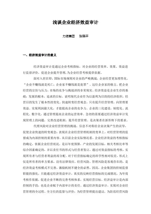 浅谈企业经济效益审计