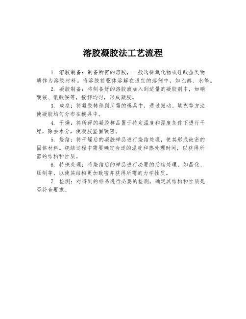 溶胶凝胶法工艺流程