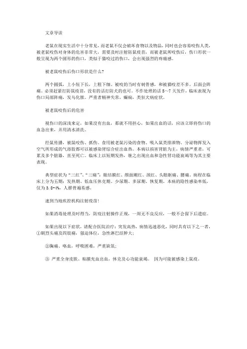 被老鼠咬的伤口形状是什么