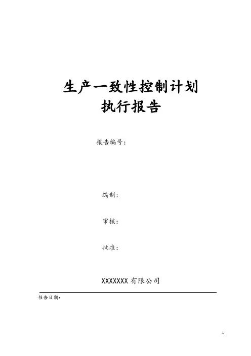 生产一致性控制计划执行报告