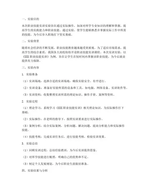 职业技能实训实验报告范文