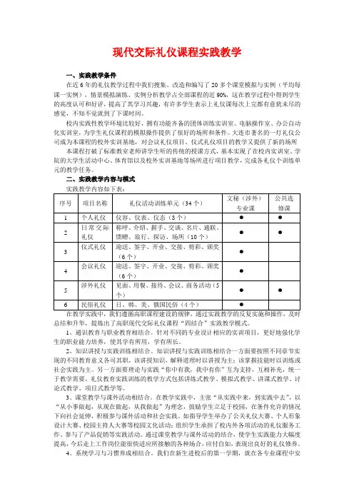 现代交际礼仪教学大纲 实践教学