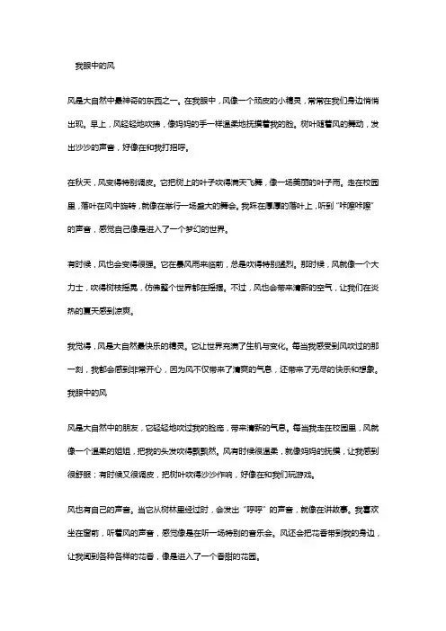 幼儿园作文我眼中的风精选10篇