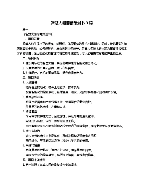 智慧大棚葡萄策划书3篇