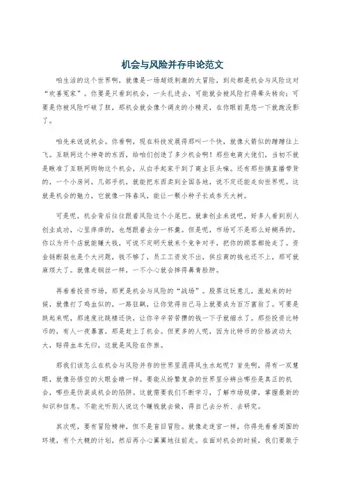 机会与风险并存申论范文