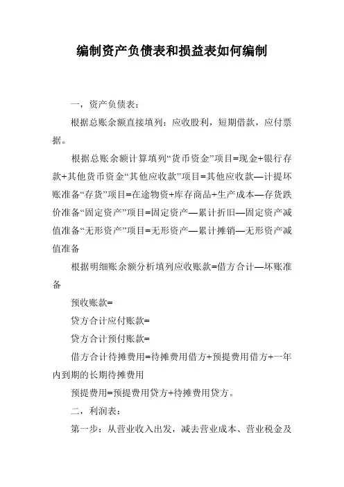 编制资产负债表和损益表如何编制