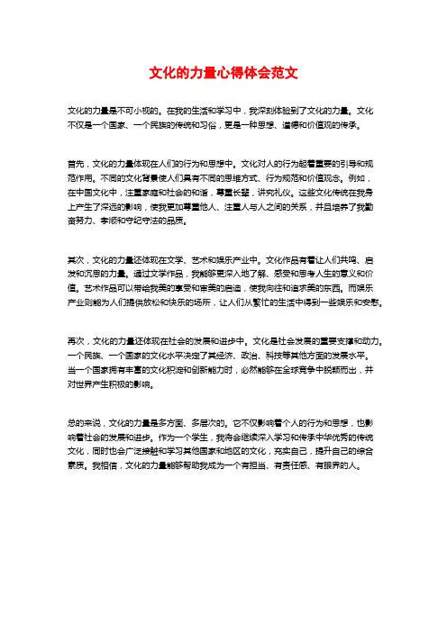 文化的力量心得体会范文