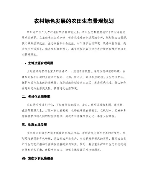 农村绿色发展的农田生态景观规划