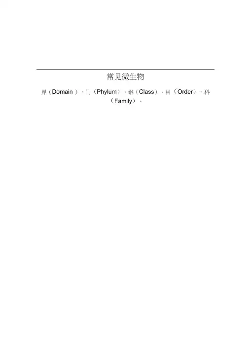 (完整版)常见微生物的界、门、纲、目、科、属、种中英文对照