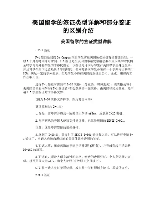 美国留学的签证类型详解和部分签证的区别介绍