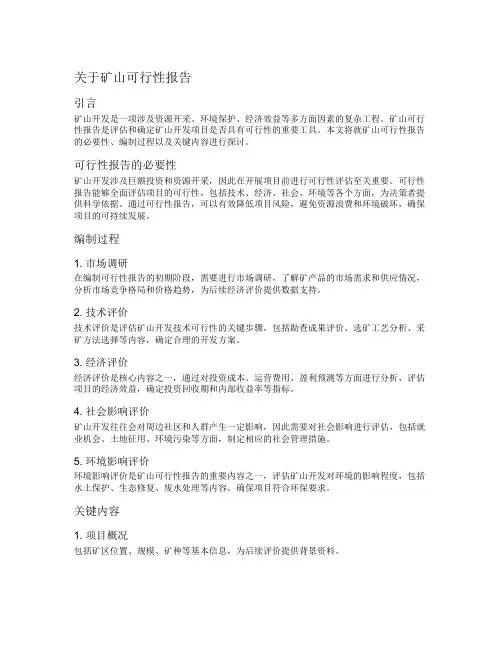 关于矿山可行性报告