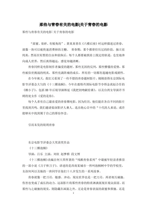 那些与青春有关的电影-关于青春的电影