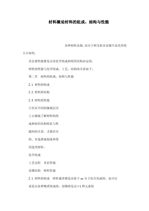 材料概论材料的组成、结构与性能各...