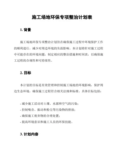 施工场地环保专项整治计划表