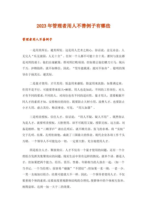 2023年管理者用人不善例子有哪些