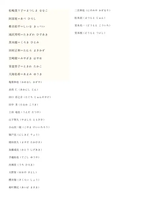 常见日本人名读法
