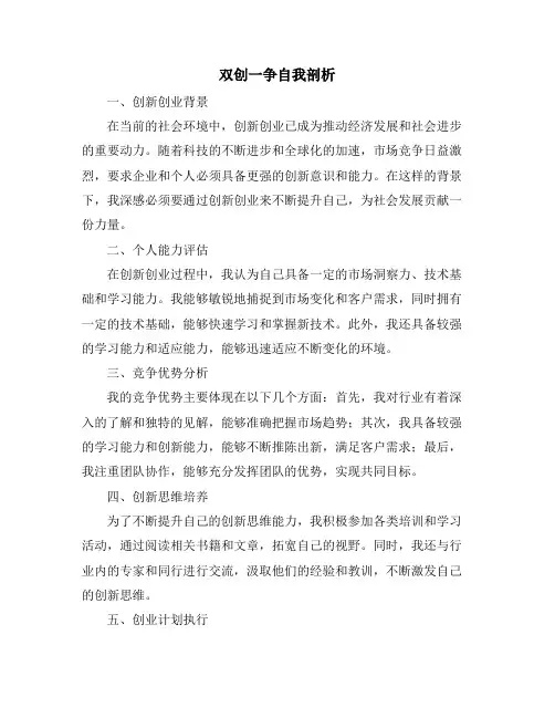 双创一争自我剖析