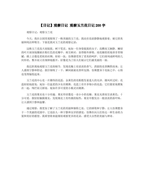 【日记】观察日记 观察玉兰花日记200字