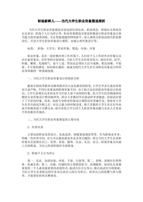 职场新鲜人——当代大学生职业形象塑造探析