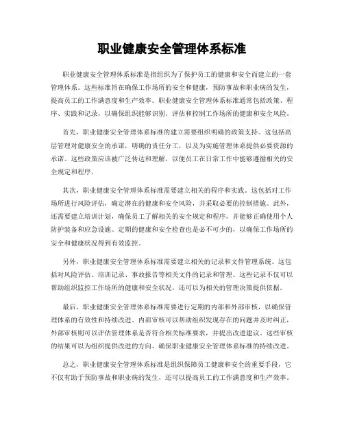 职业健康安全管理体系标准