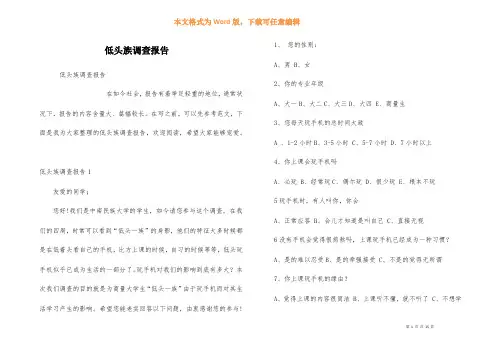 低头族调查报告