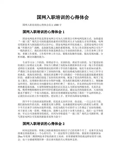 国网入职培训的心得体会
