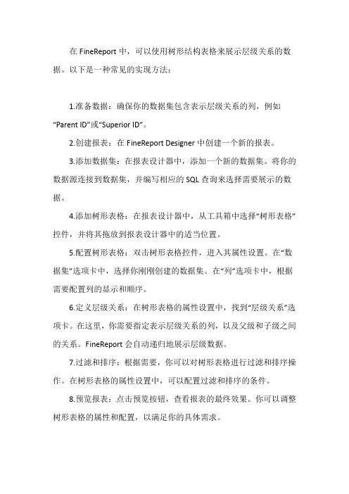 finereport树形结构表格