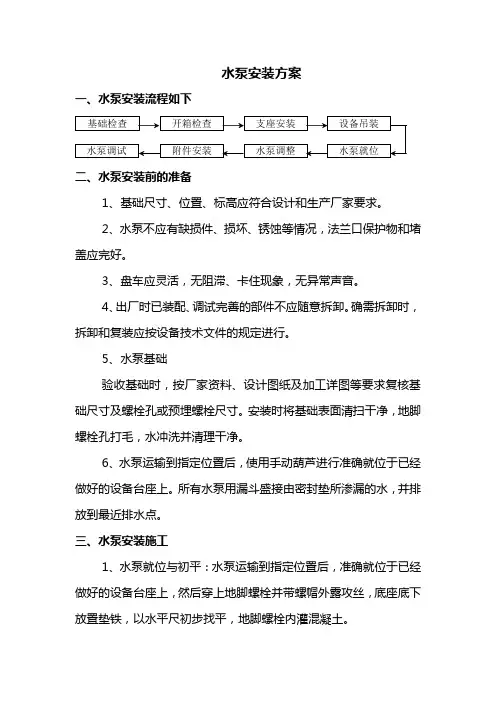 水泵安装方案