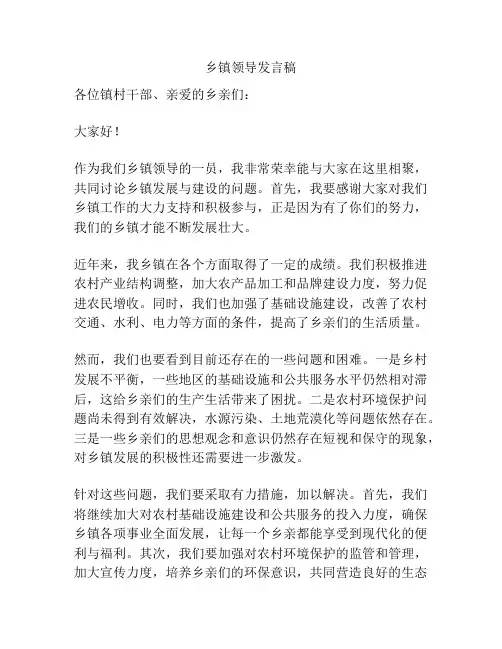 乡镇领导发言稿